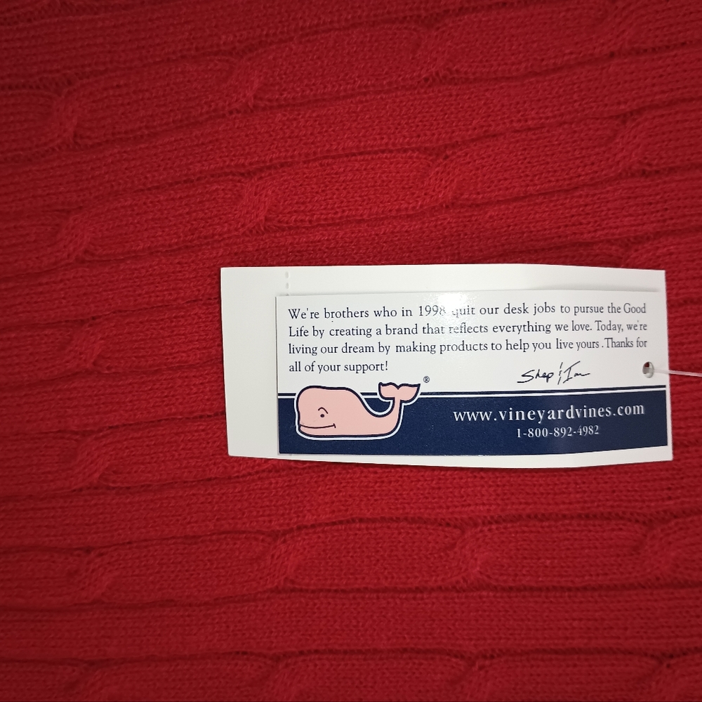 Vineyard Vines Red Cable Knit Crewneck Sweater XS - Picture 6 of 12